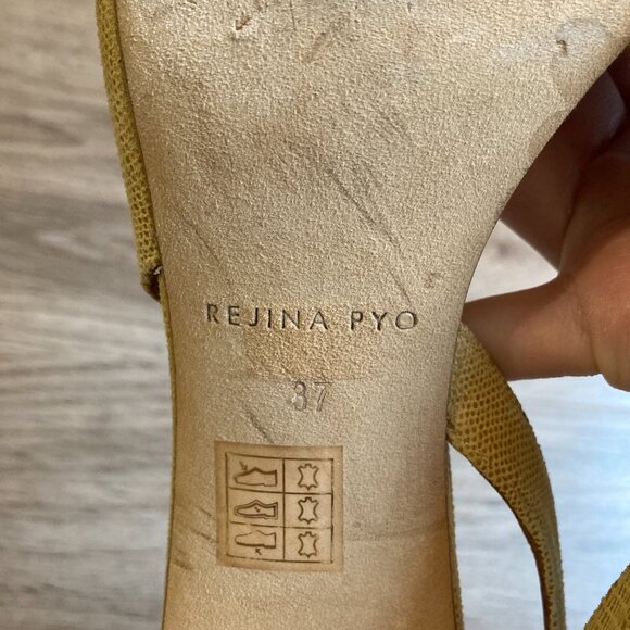 Rejina Pyo Joan Slingback Calfskin Yellow Leather Heels Size 37 - Picture 9 of 9